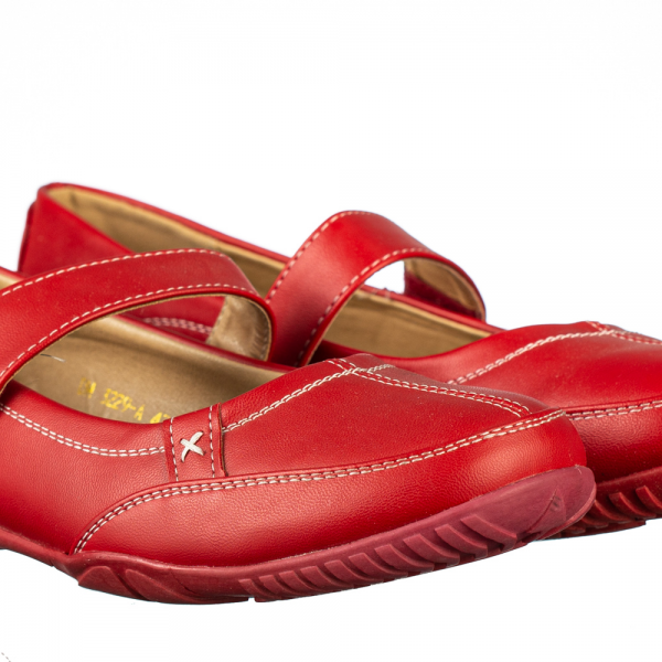 Pantofi dama casual fara toc din piele ecologica rosii Lomja, 2 - Kalapod.net